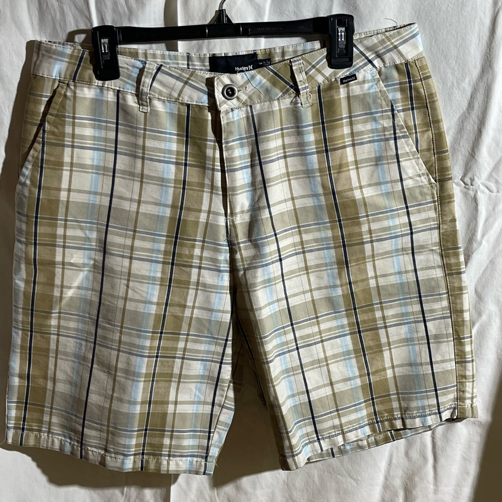 Hurley Plaid Men's Shorts in Beige and Light Blue
